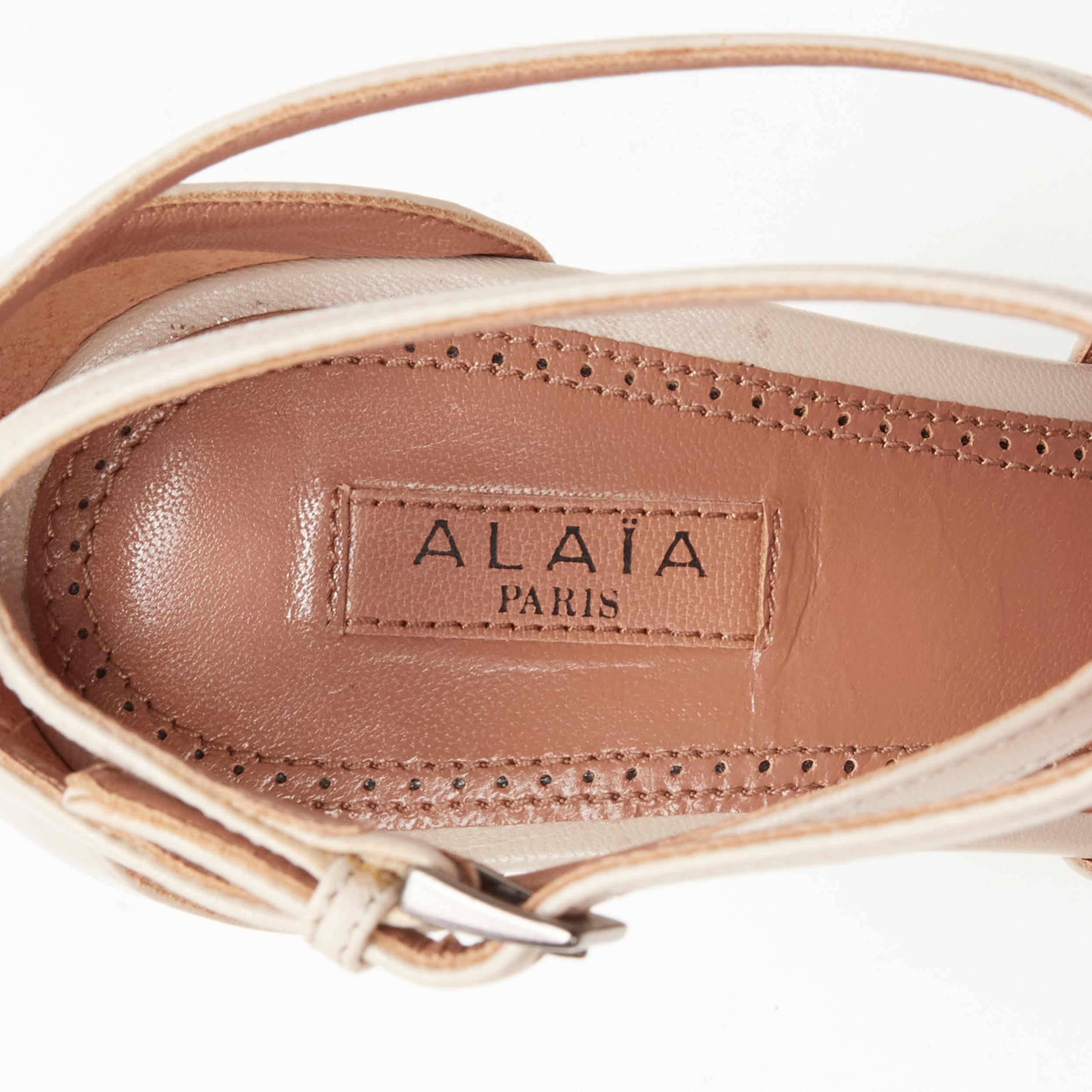 ALAIA light grey leather open toe cross strap high heel sandals EU37 For Sale 3
