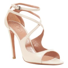 ALAIA light grey leather open toe cross strap high heel sandals EU37