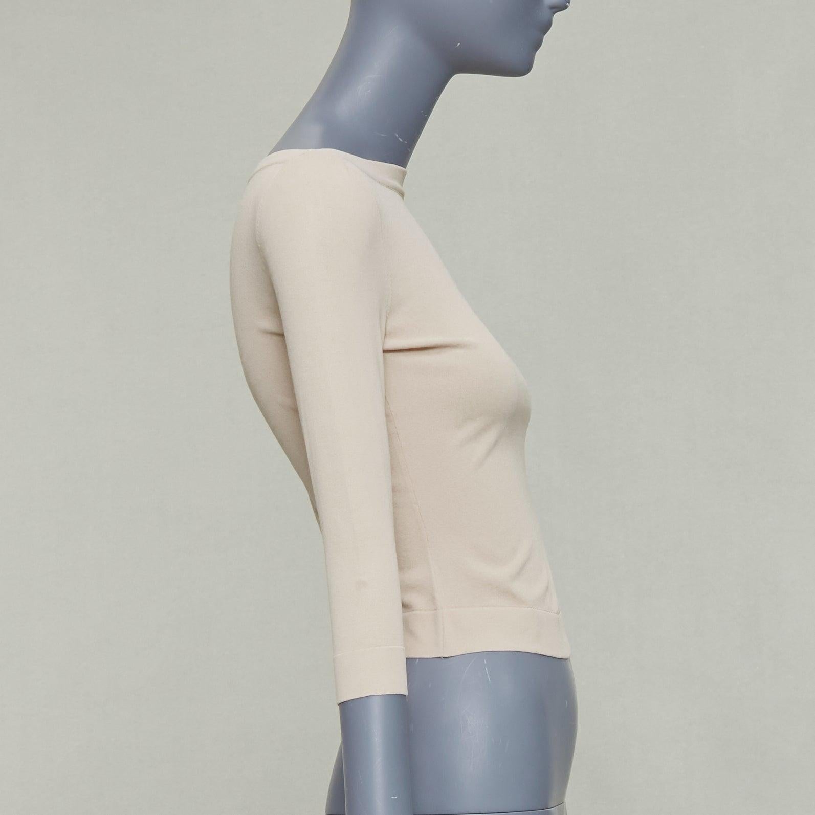 AND Light Light nude viscose blend cropped sleed bateau neck sweater FR36 S Excellent état - En vente à Hong Kong, NT