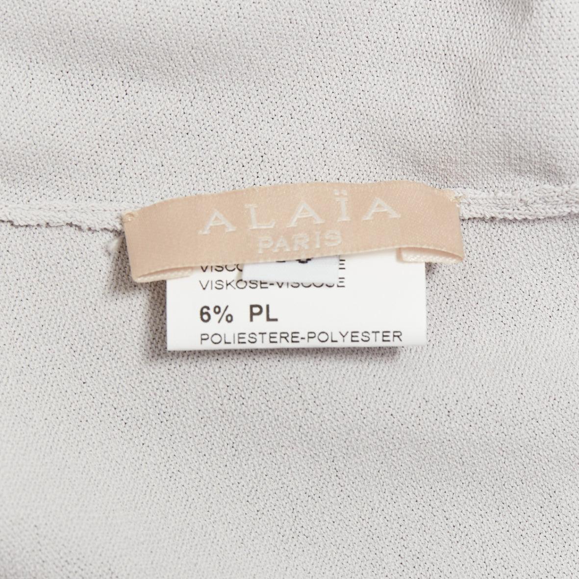 ALAIA Flieder Viskosemischung Rundhalsausschnitt kleine Knöpfe abgeschnittene Strickjacke FR36 S im Angebot 4