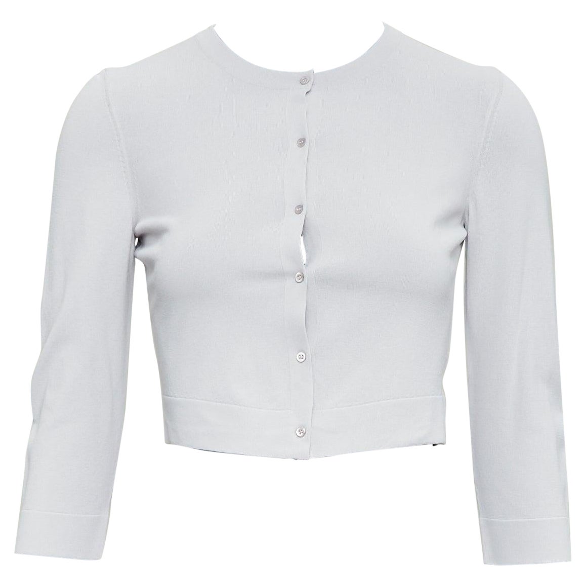 ALAIA lilac viscose blend crew neck small buttons cropped cardigan FR36 S