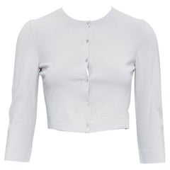 ALAIA lilac viscose blend crew neck small buttons cropped cardigan FR36 S