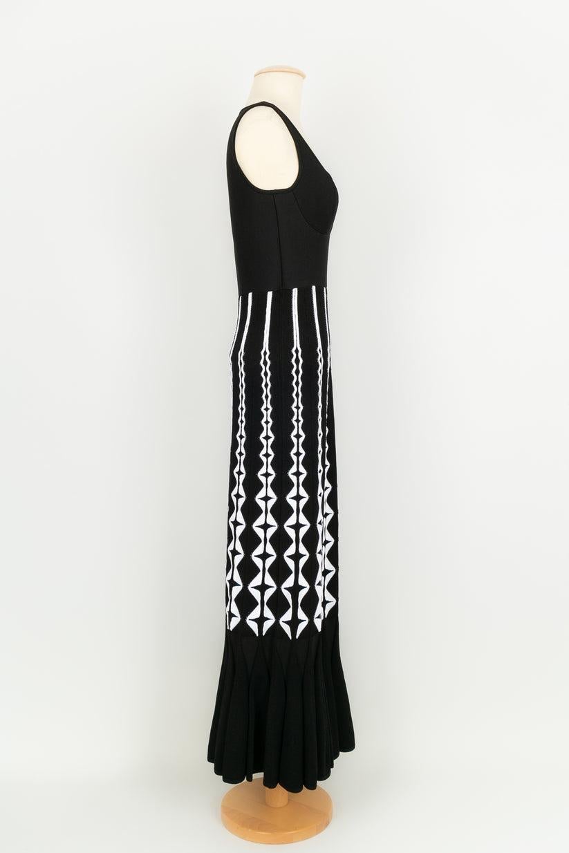 Women's Alaïa Long Black and White Knitted Dress
