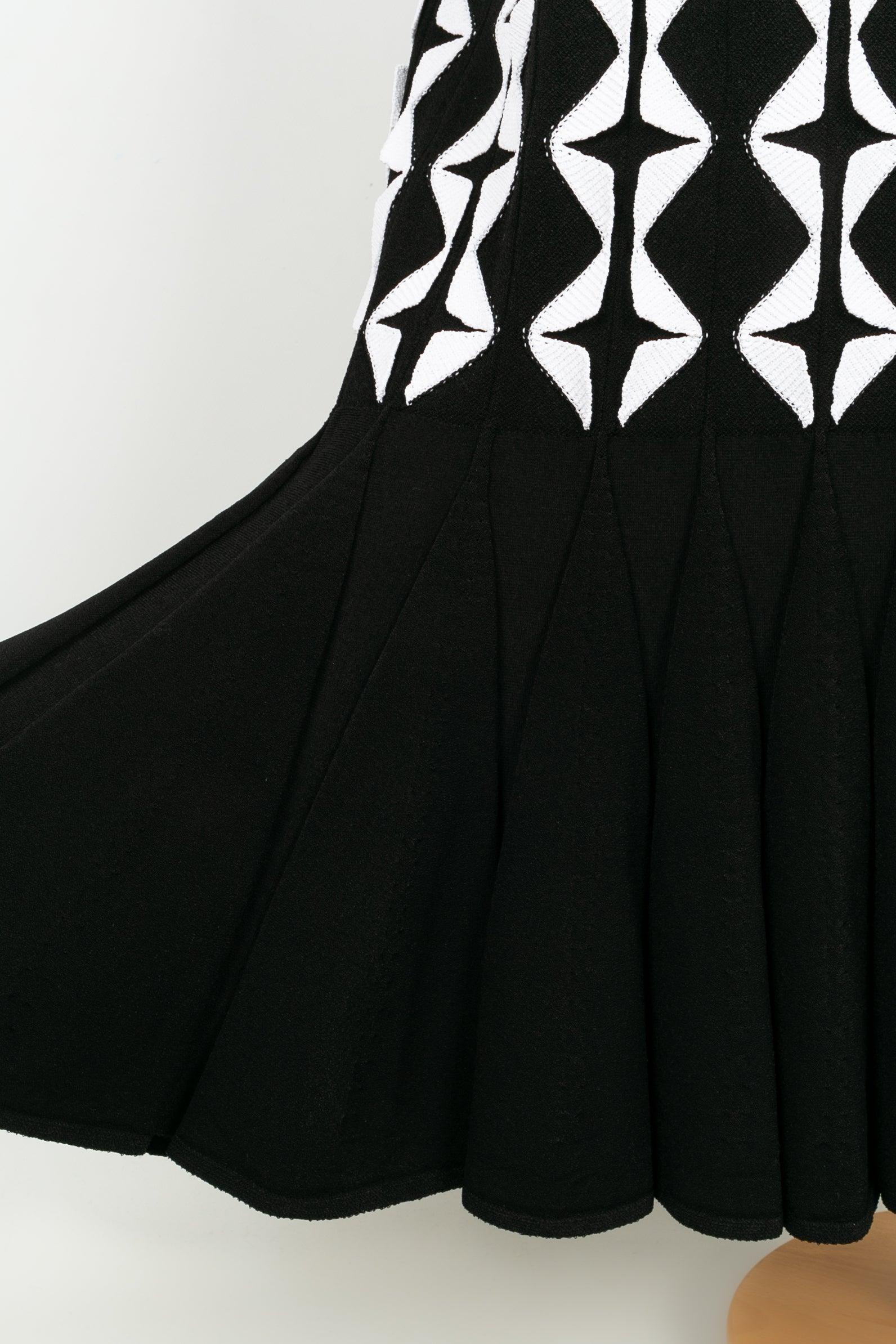 Alaïa Long Black and White Knitted Dress 1
