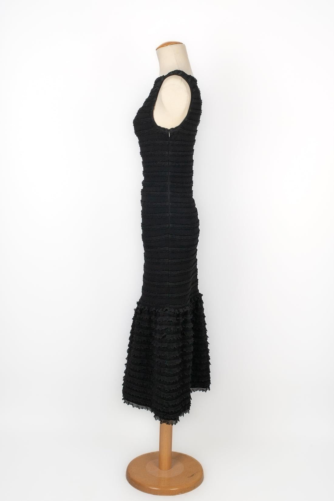 Alaïa Long Black Mesh Dress In Excellent Condition In SAINT-OUEN-SUR-SEINE, FR