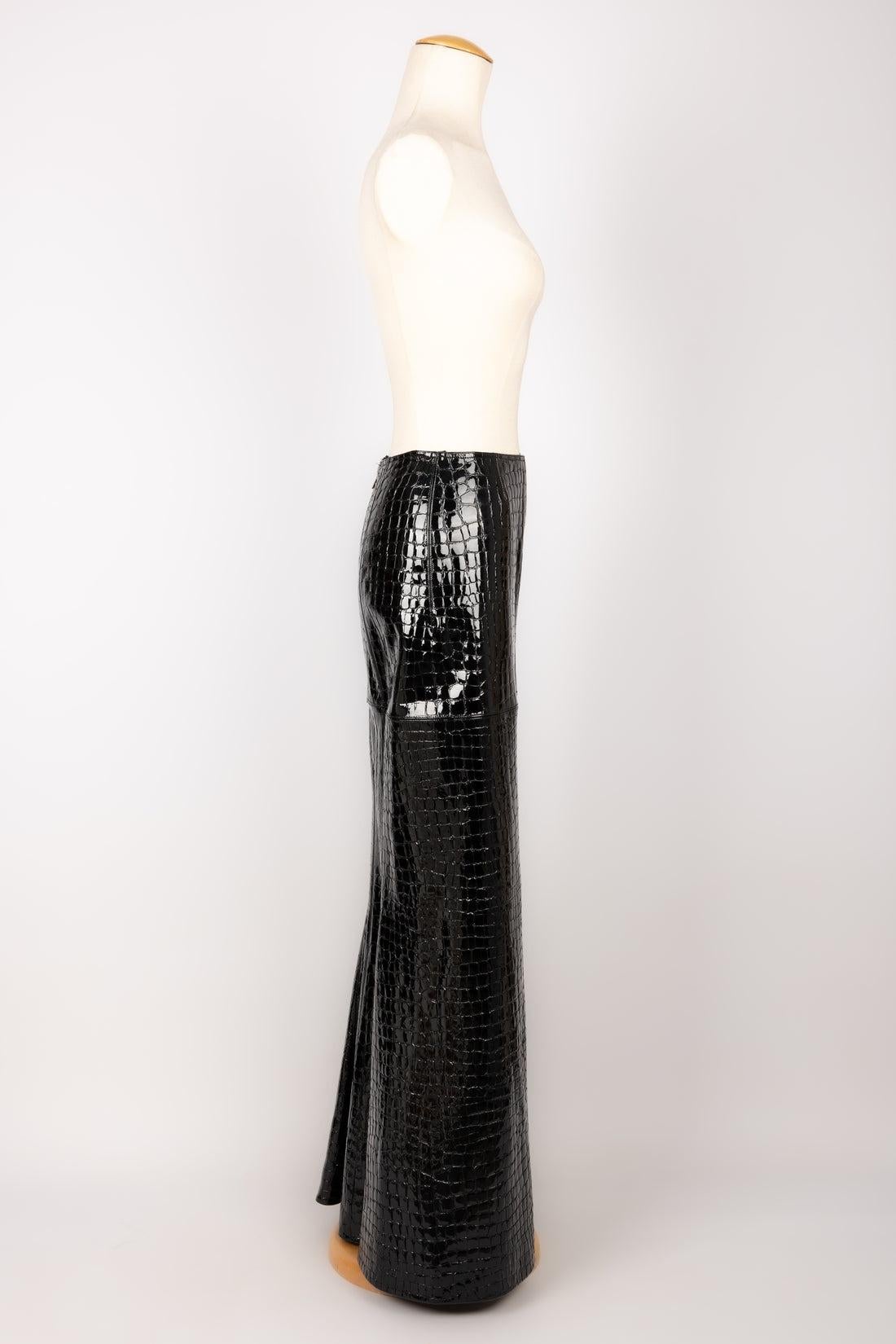 Alaïa Long Leather Skirt In Excellent Condition In SAINT-OUEN-SUR-SEINE, FR