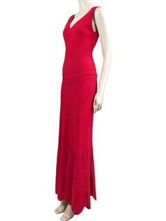 Alaia long red knit dress