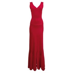 Alaia long red knit dress