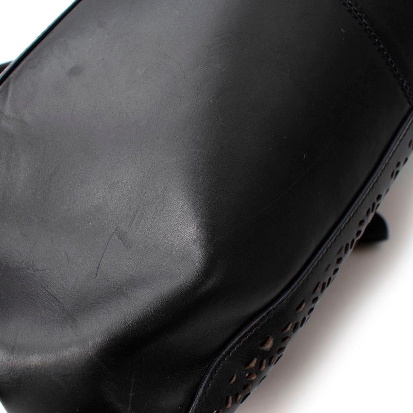 Alaia Medium Black Leather Laser Cut Tote Bag For Sale 2