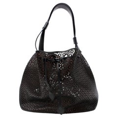 Alaia Medium Black Leather Laser Cut Tote Bag