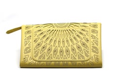 Alaia Metal-Mounted Yellow Leather Clutch