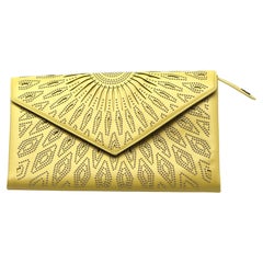 Alaia Metal-Mounted Yellow Leather Clutch