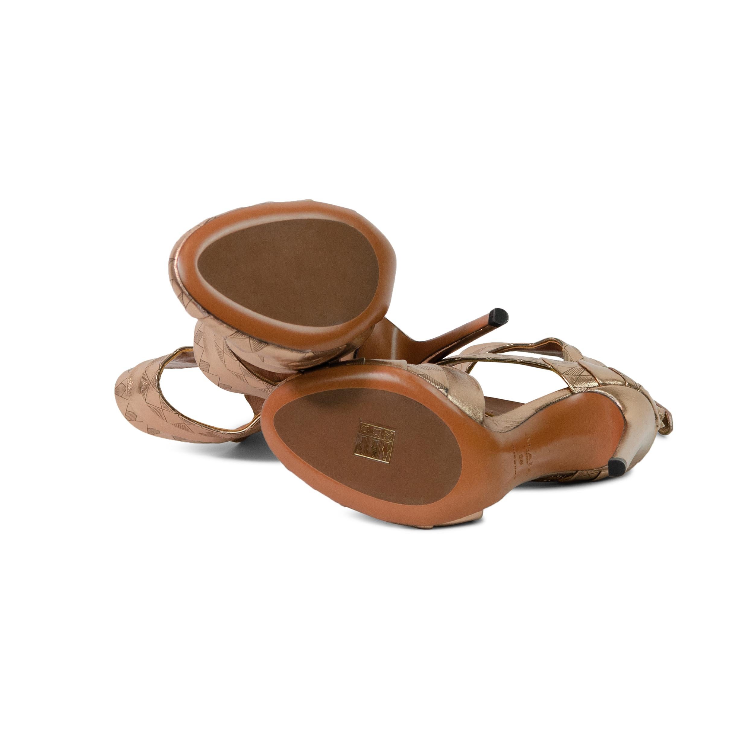 ALAÏA Metalic Bronze Panelled Deco Heels  For Sale 1