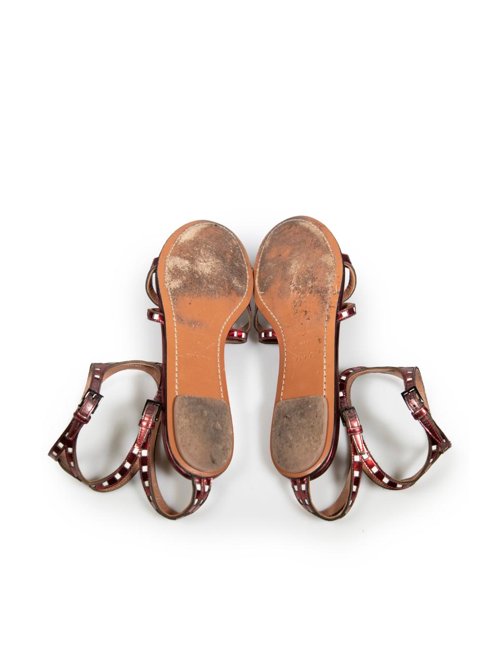 Women's Alaïa Metallic Red Leather Laser Cut Gladiator Sandals Size IT 39.5 For Sale