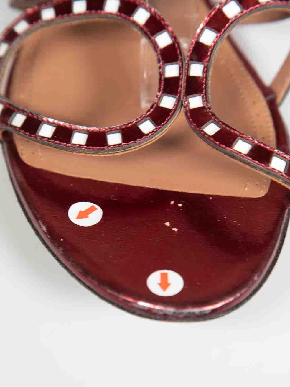 Alaïa Metallic Red Leather Laser Cut Gladiator Sandals Size IT 39.5 For Sale 1