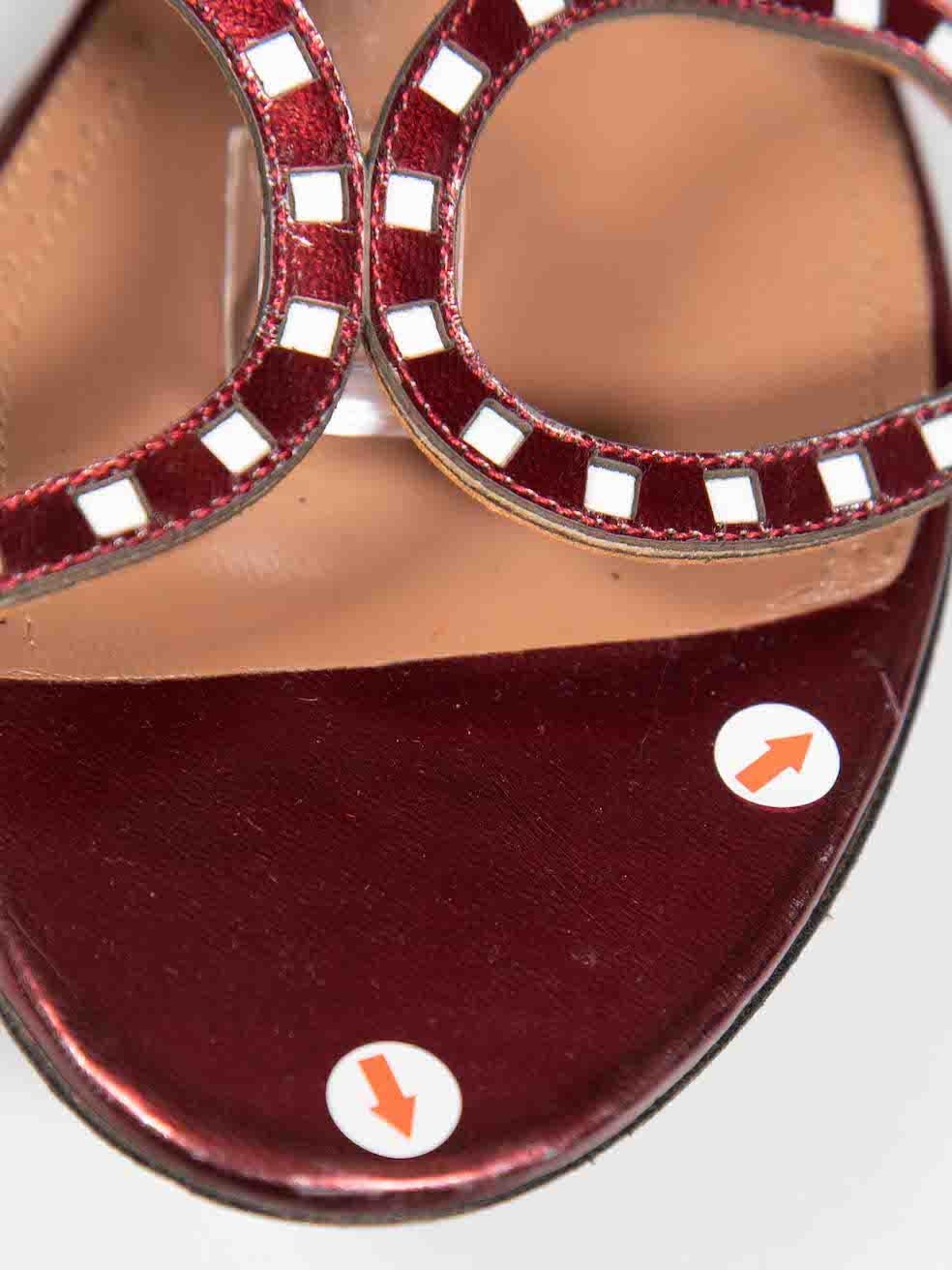 Alaïa Metallic Red Leather Laser Cut Gladiator Sandals Size IT 39.5 For Sale 2