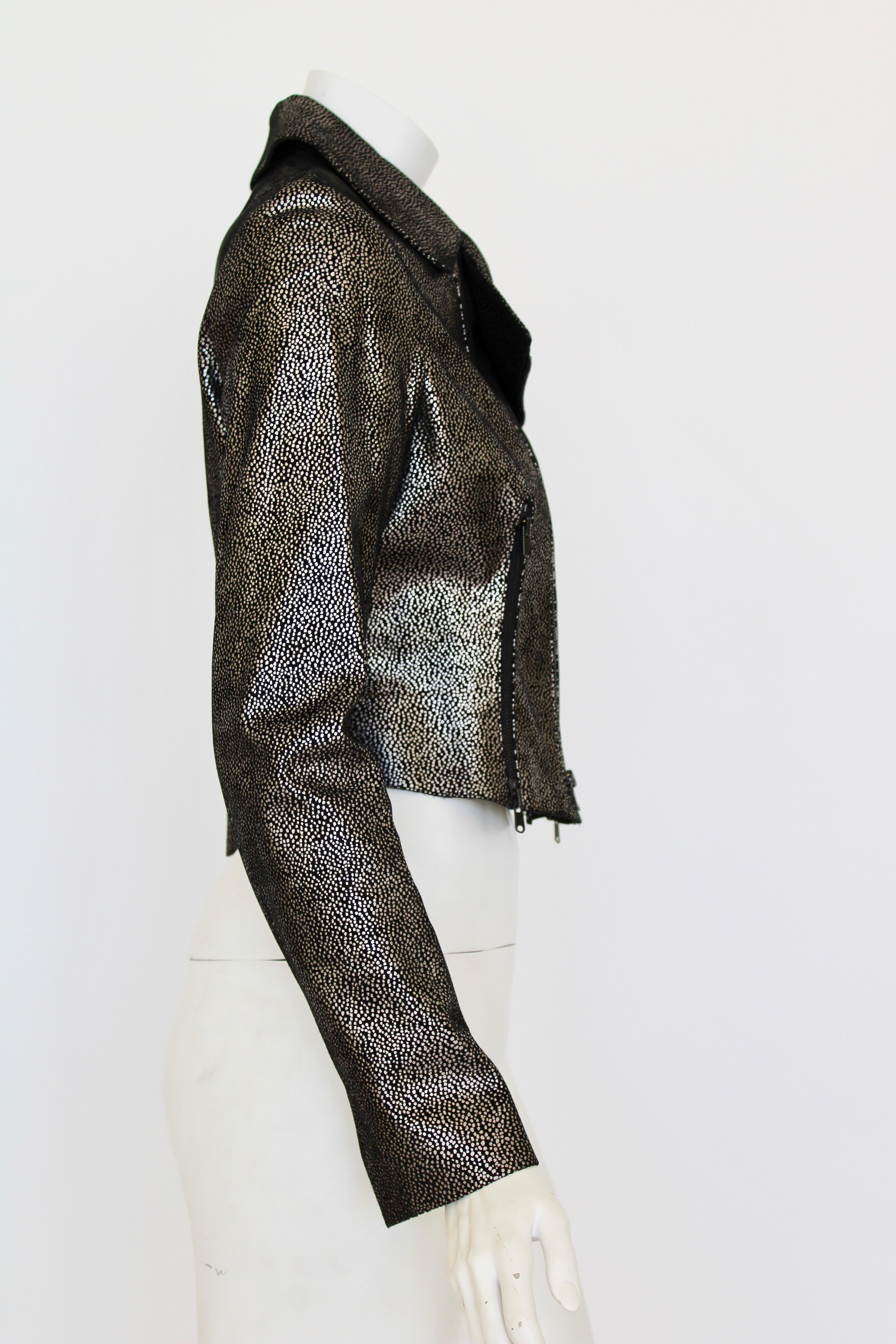 Alaia Metallic Suede Moto jacket In New Condition For Sale In New York, NY