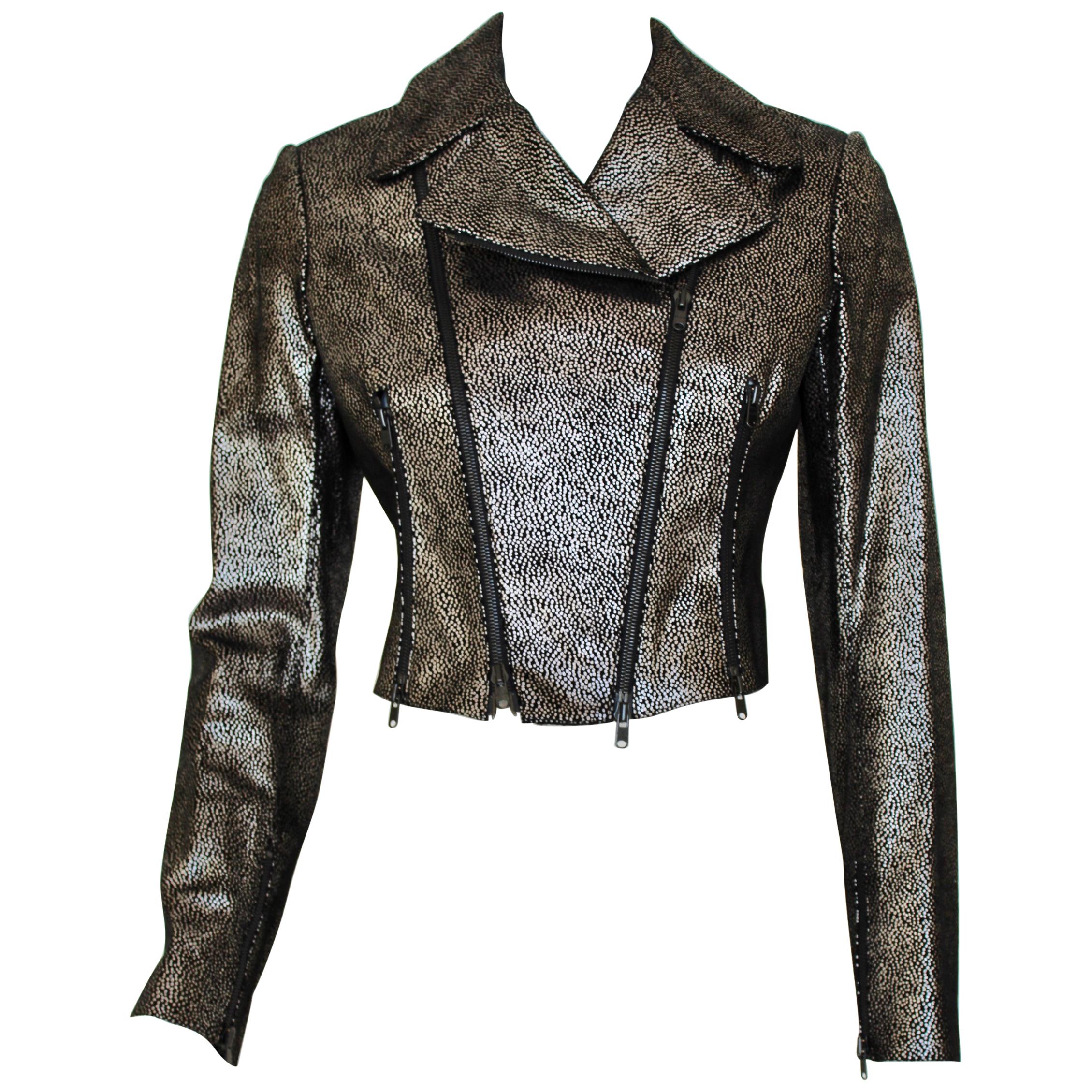 Alaia Metallic Suede Moto jacket For Sale