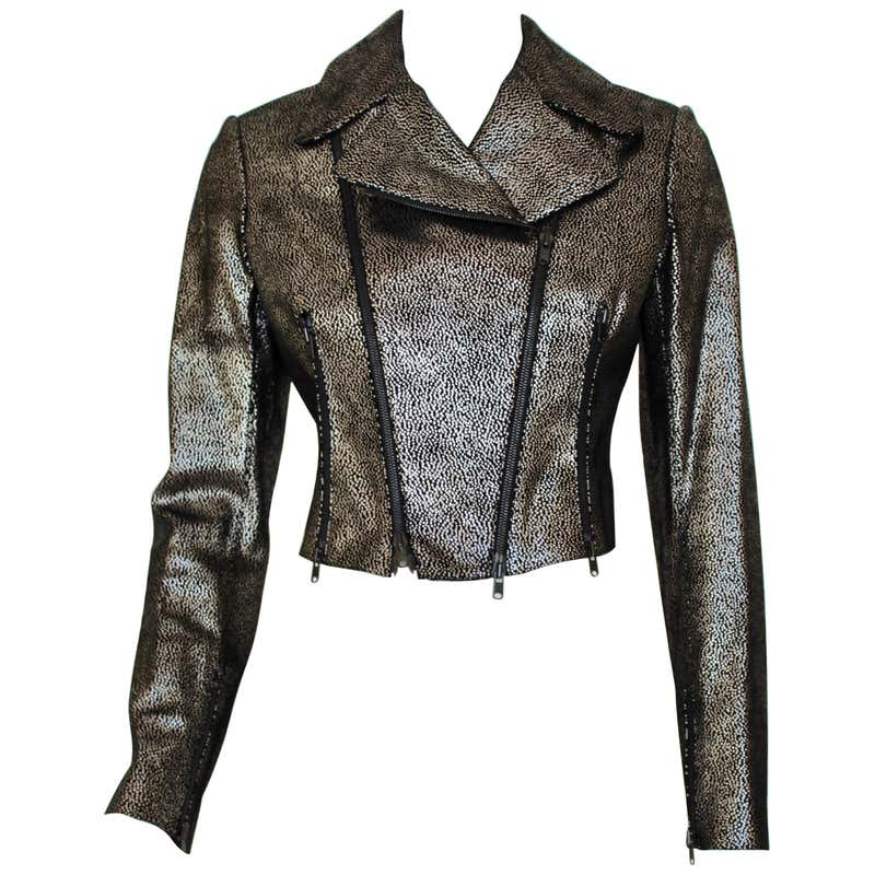 Alaia Cropped Leather Jacket at 1stDibs