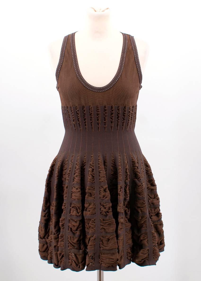 Alaia Mid-length Chocolate Brown Skater Dress  (Size: US 8/M)  4