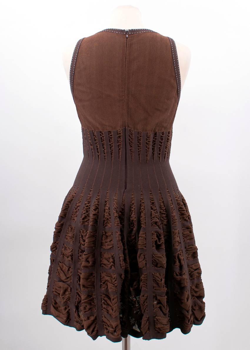Alaia Mid-length Chocolate Brown Skater Dress  (Size: US 8/M)  2