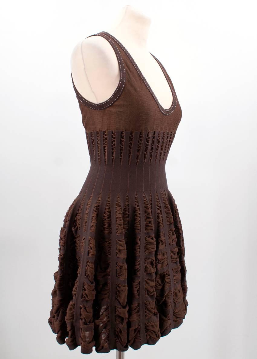 Alaia Mid-length Chocolate Brown Skater Dress  (Size: US 8/M)  3