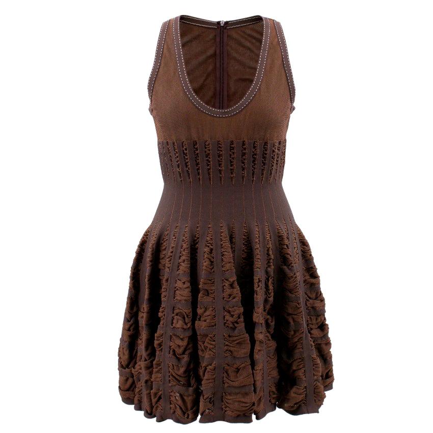 Alaia Mid-length Chocolate Brown Skater Dress  (Size: US 8/M) 