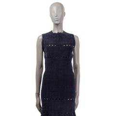 ALAIA midnight blue viscose CUT-OUT SLEEVELESS FLARED Dress 40 M