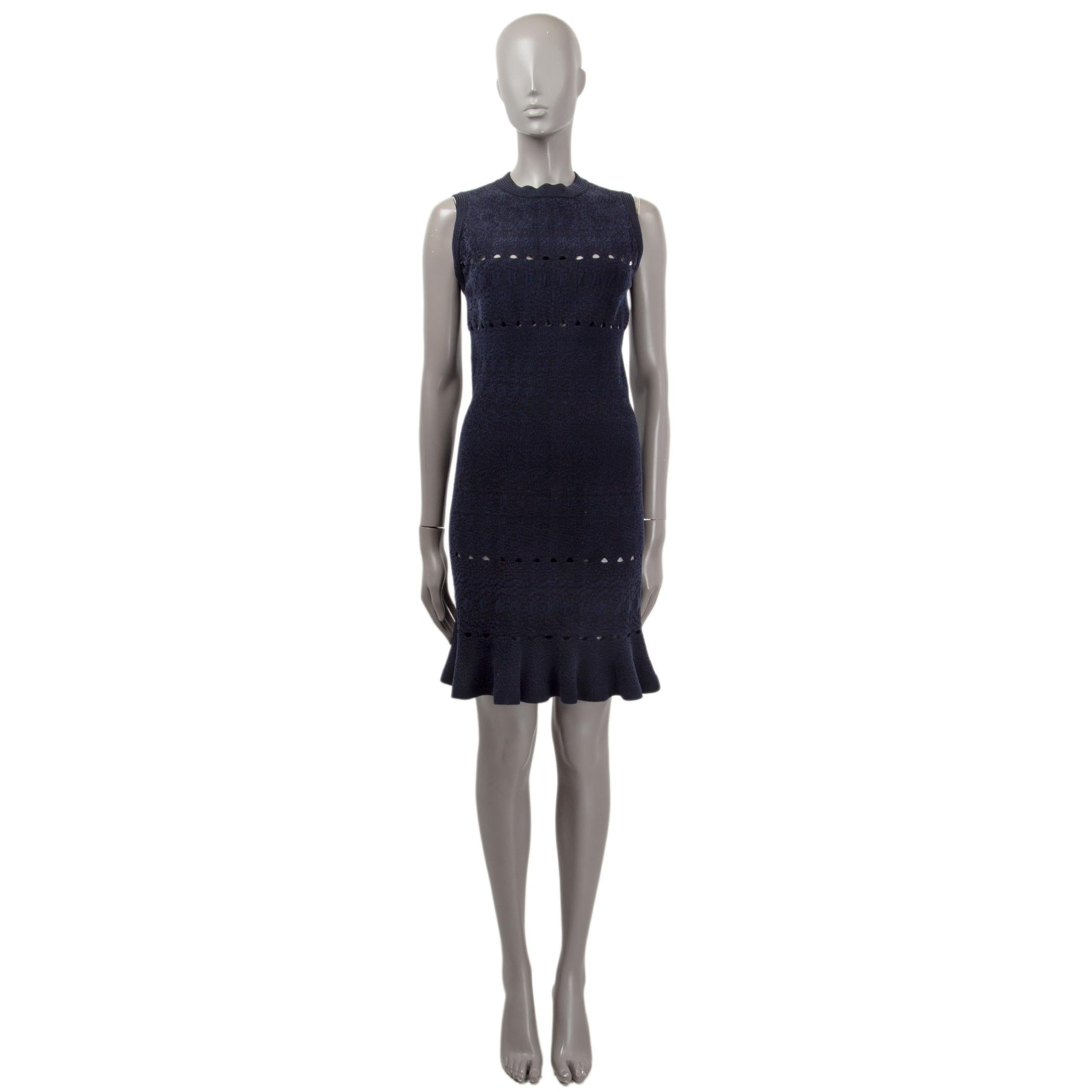 Alaïa - Robe à volants en viscose bleu nuit avec découpes, 40 M Pour femmes en vente