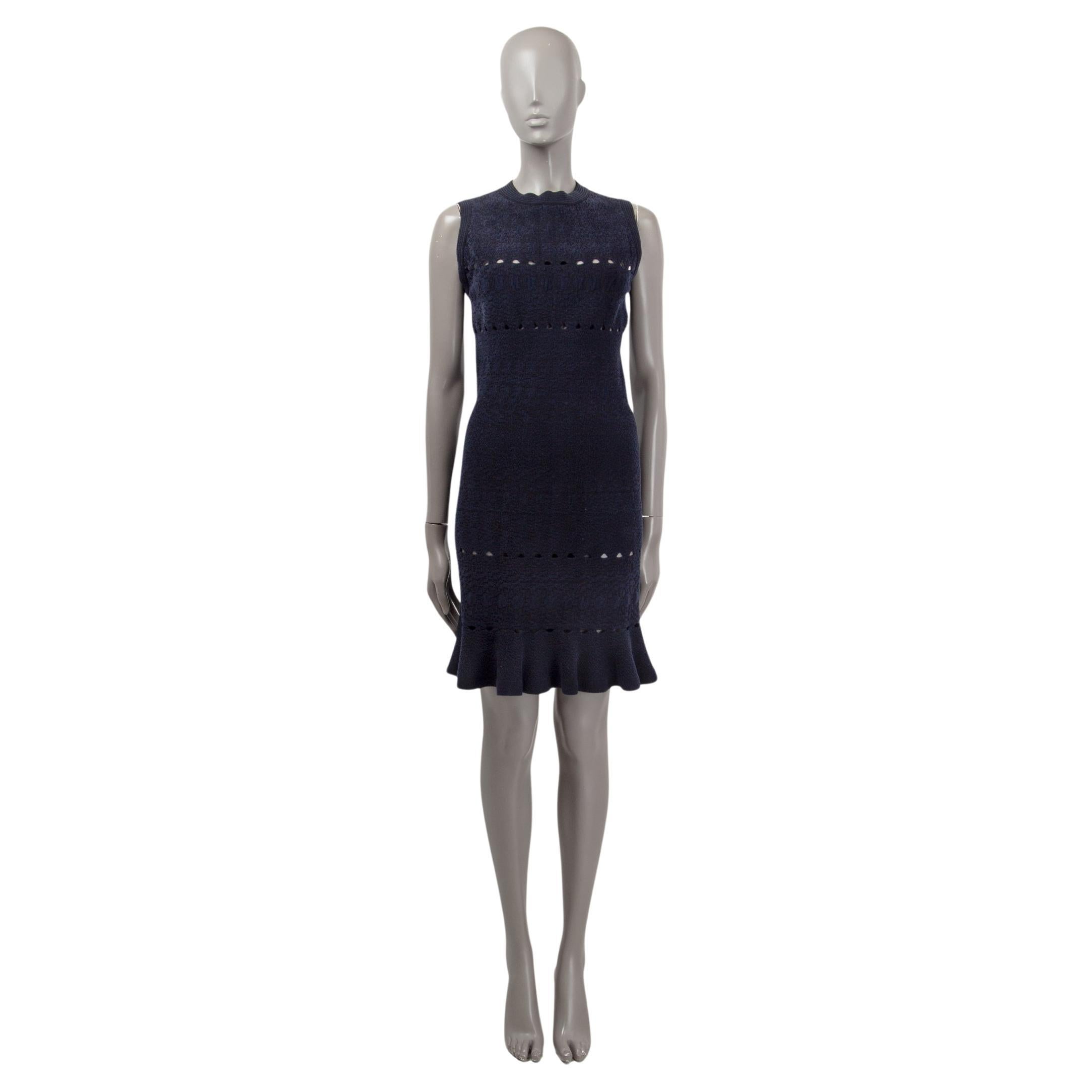 ALAIA azul noche viscosa CUT-OUT SLEEVELESS FLARED Vestido 40 M