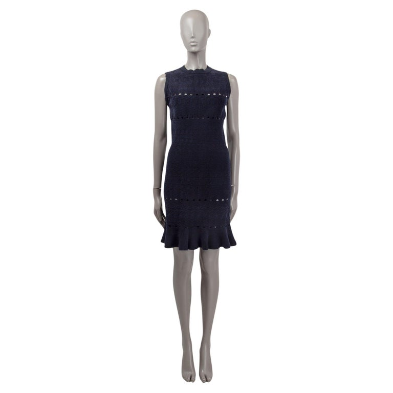 ALAIA midnight blue viscose CUT-OUT SLEEVELESS FLARED Dress 40 M For Sale  at 1stDibs