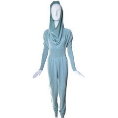 Conjunto de 3 piezas de falda, pantalón y body de punto de menta ALAIA, 1985