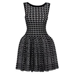 Alaia Monochrome Chunky Knit Sleeveless Skater Dress M