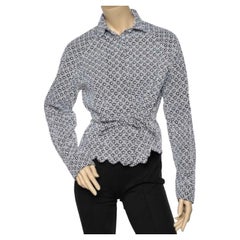 Alaia Monochrome Embroidered Cotton Belted Button Front Jacket L