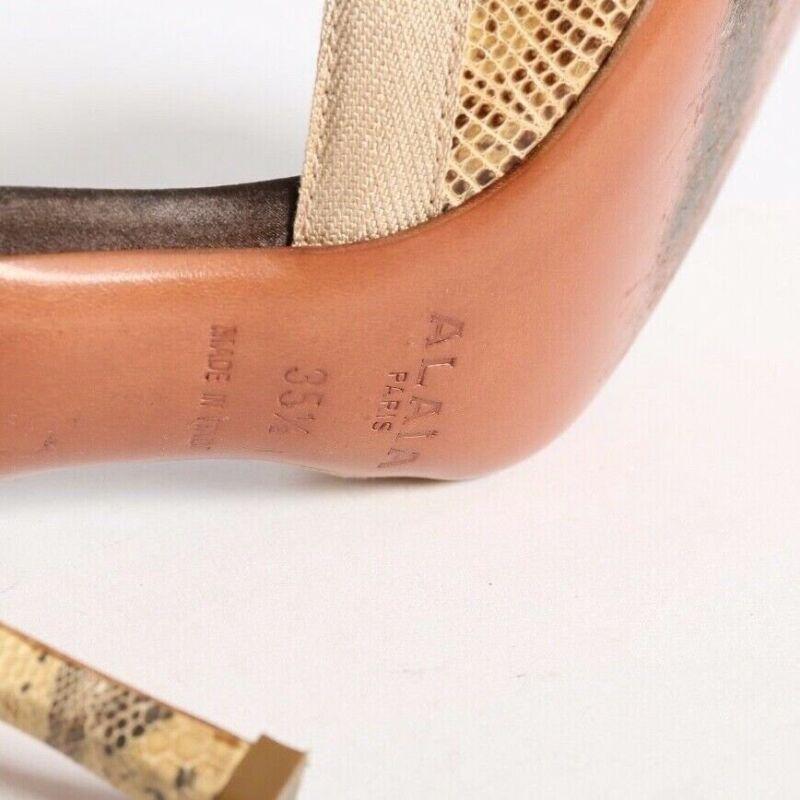ALAIA naturale con fiocco a scaglie e cinturino alla caviglia, tacchi EU35.5 US5.5 UK2.5 in vendita 7