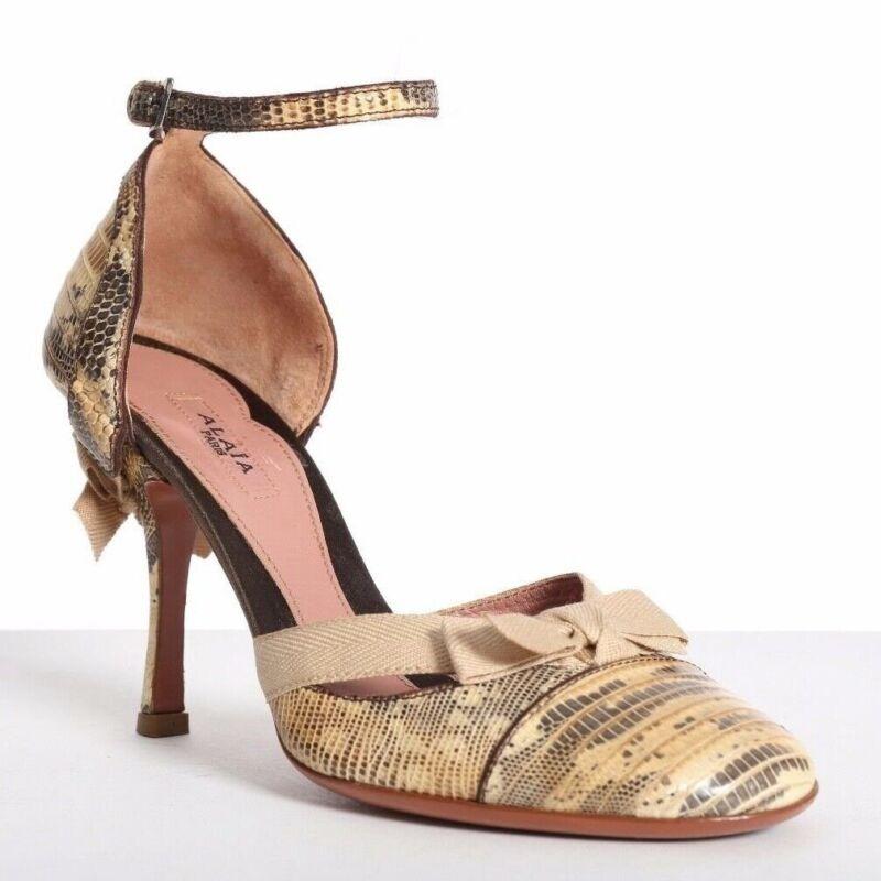 ALAIA natural scaled ribbon bow ankle strap pumps heels EU35.5 US5.5 UK2.5
Reference: TGAS/A00895
Brand: Alaia
Designer: Azzedine Alaia
Material: Leather
Color: Beige
Pattern: Other
Closure: Ankle Strap
Extra Details: Natural beige water snake