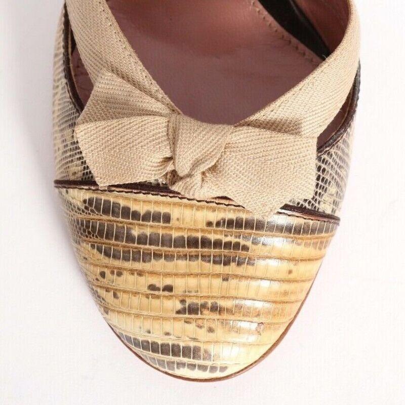 ALAIA naturale con fiocco a scaglie e cinturino alla caviglia, tacchi EU35.5 US5.5 UK2.5 in vendita 2