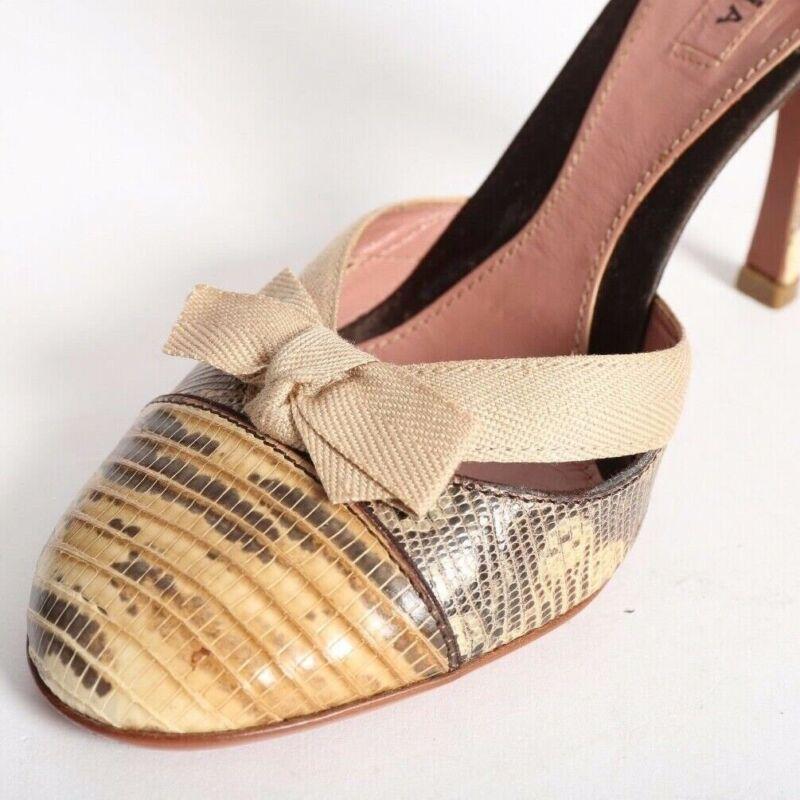 ALAIA naturale con fiocco a scaglie e cinturino alla caviglia, tacchi EU35.5 US5.5 UK2.5 in vendita 3