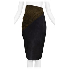 Vintage Alaia Navy & Black Suede Pencil Skirt