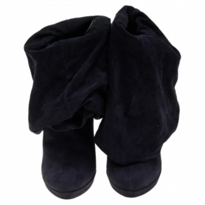 Alaia - Stivali alla caviglia in pelle scamosciata blu navy taglia 38 in vendita 1