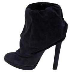 Alaia Navy Blue Suede Ankle Length Boots Size 38