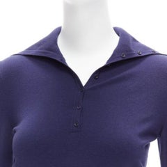 ALAIA marineblauer Rollkragenpullover aus Wollmischung mit Knopfleiste FR40 L