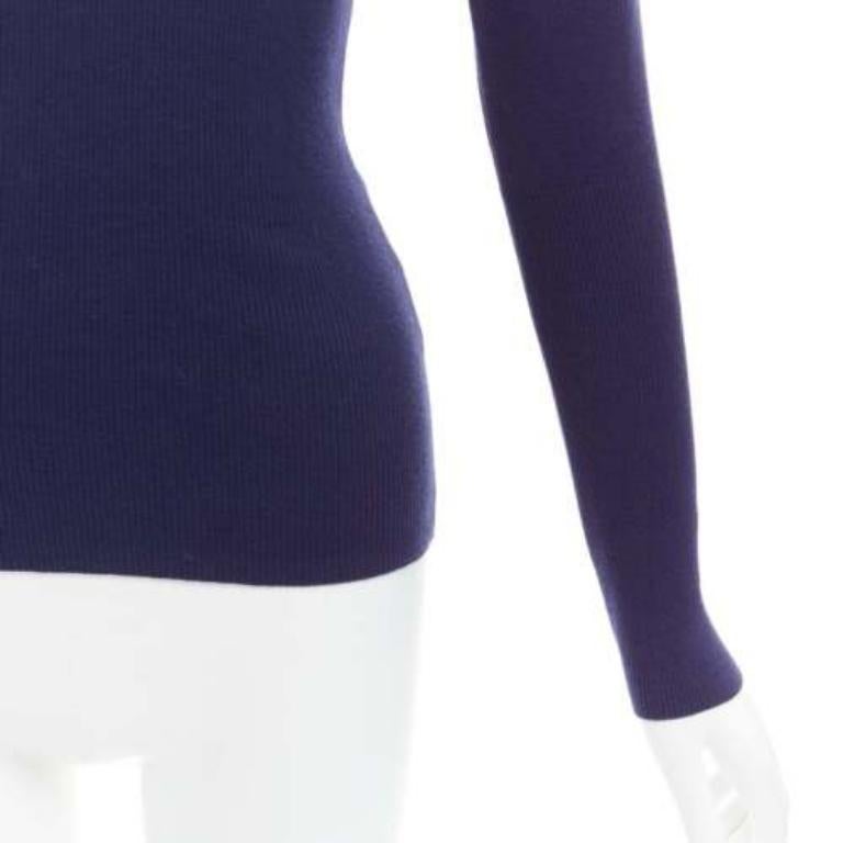 ALAIA maglia a collo alto con bottoni in misto lana blu navy FR40 L. in vendita 2
