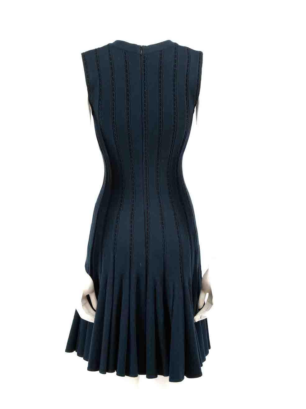 Alaïa Navy Knitted Sleeveless Dress Size M In Excellent Condition For Sale In London, GB