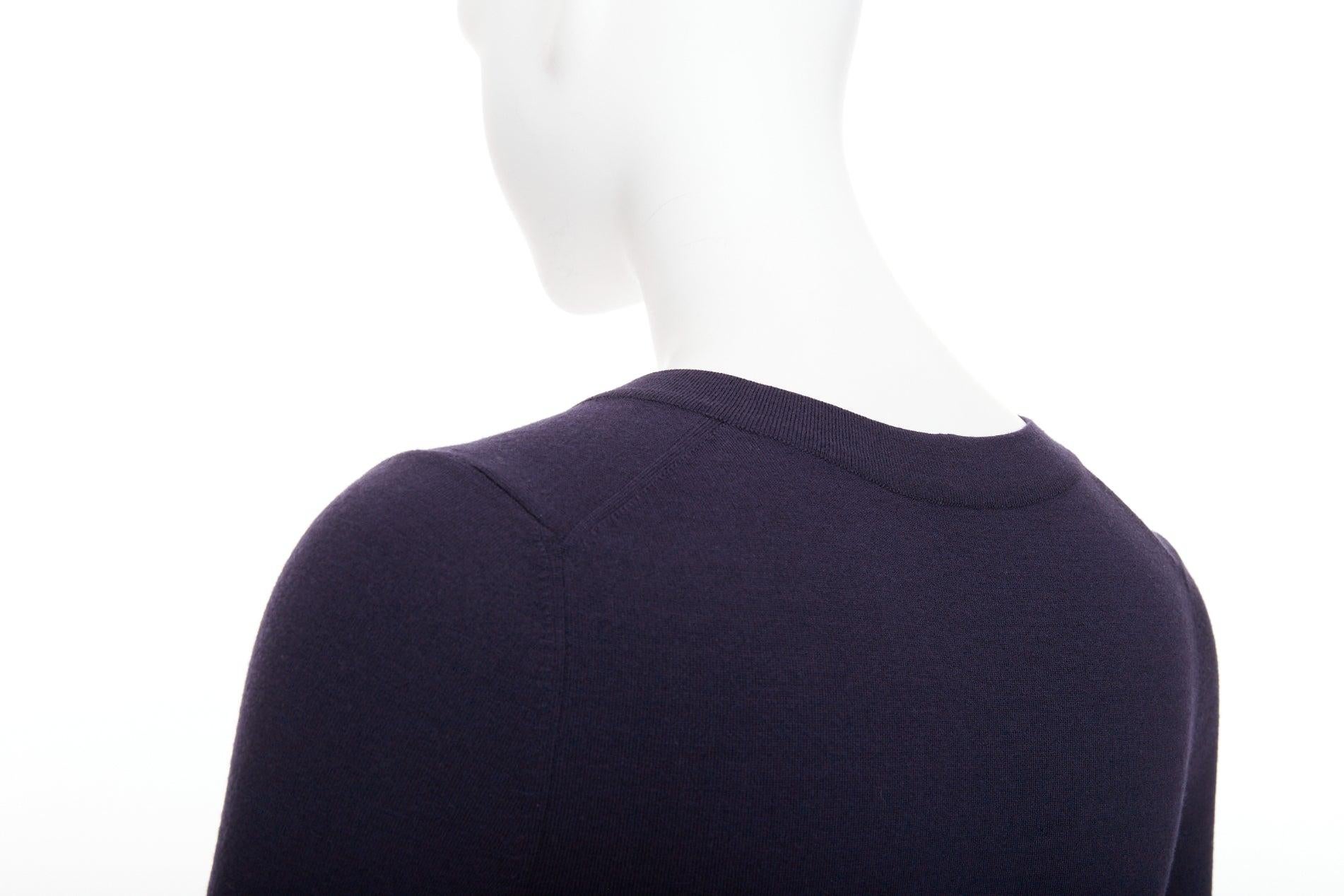 ALAIA navy Schurwollmischung V-Ausschnitt Bodysuit Pullover Trikot Oberteil FR36 S im Angebot 1