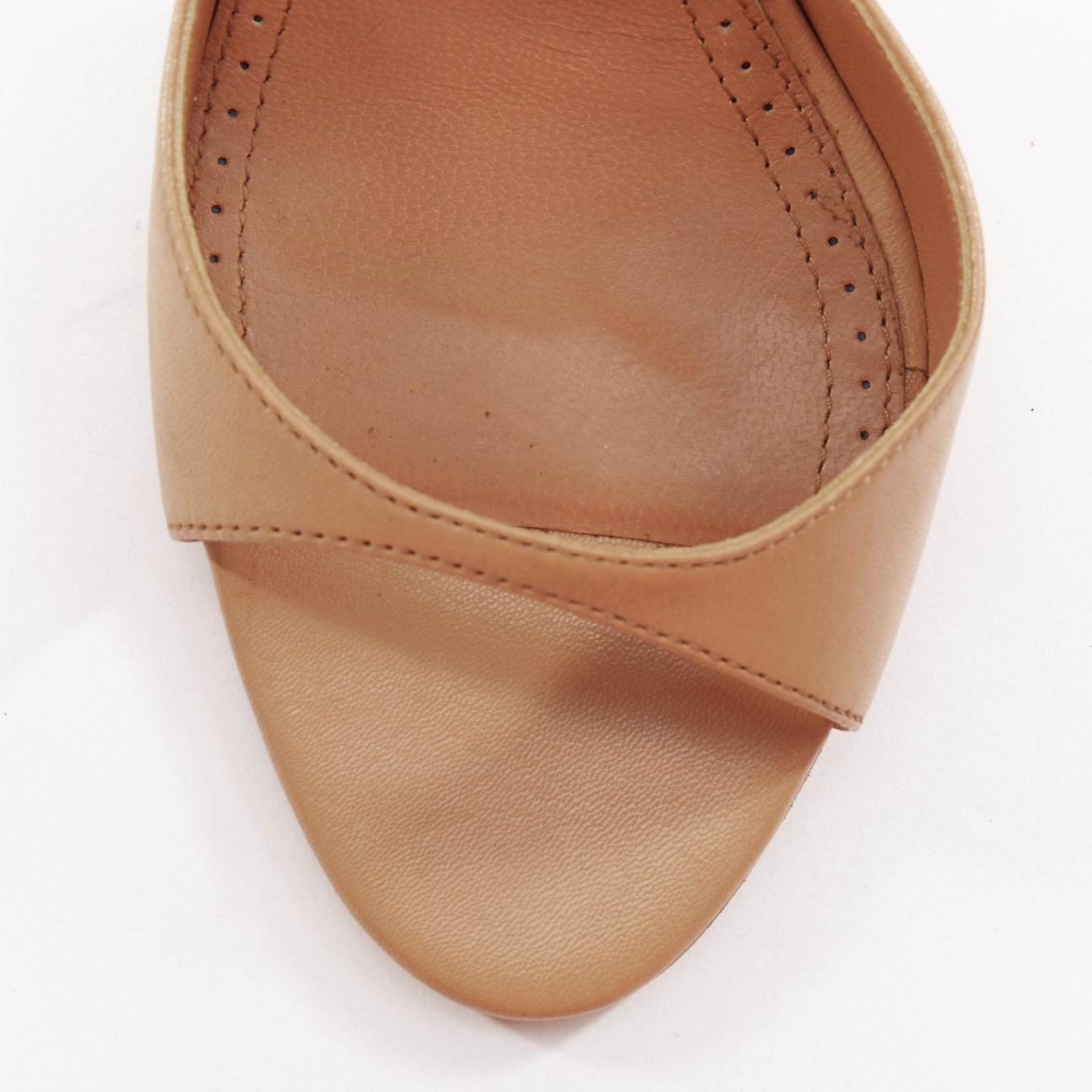 ALAIA nacktes Leder doppelter Knöchelriemen Peep Toe Stiletto High Heel Sandalen EU36.5 im Angebot 1