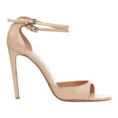 ALAIA nacktes Leder doppelter Knöchelriemen Peep Toe Stiletto High Heel Sandalen EU36.5