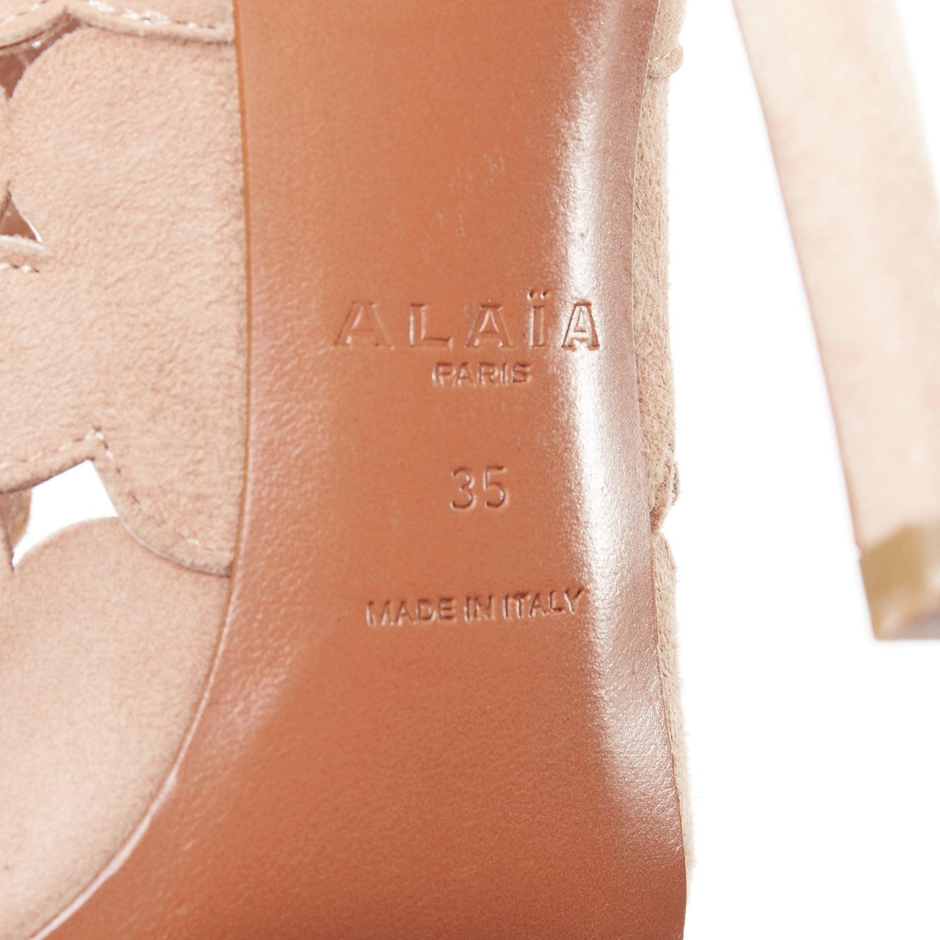 ALAIA nude leather scallop cut out caged high heeled sandals EU35 en vente 6