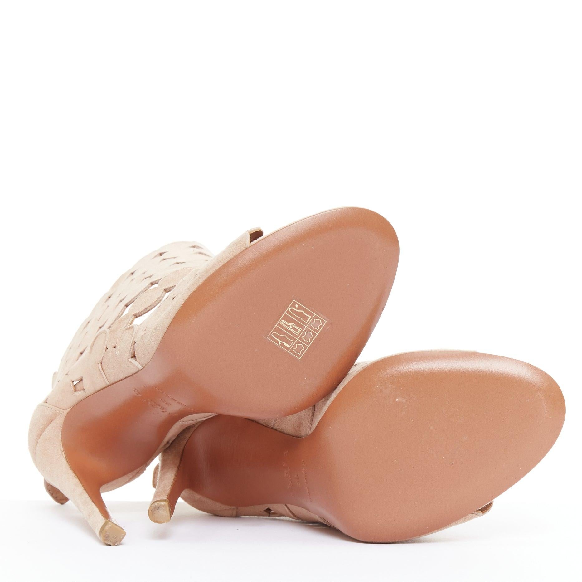 ALAIA nude leather scallop cut out caged high heeled sandals EU35 en vente 7
