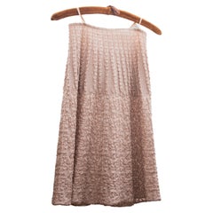 Alaïa nude pink knitted texturized viscose A line knee length flare skirt